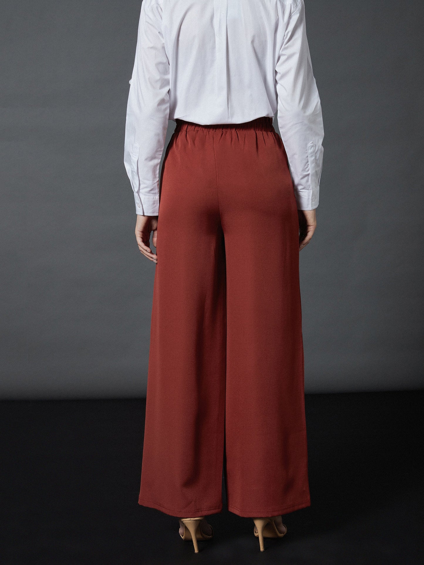 Rust Front Darted Palazzo Pants
