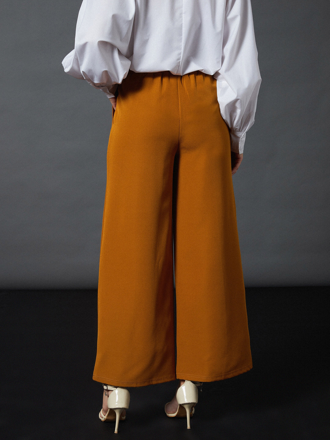 Mustard Front Darted Palazzo Pants