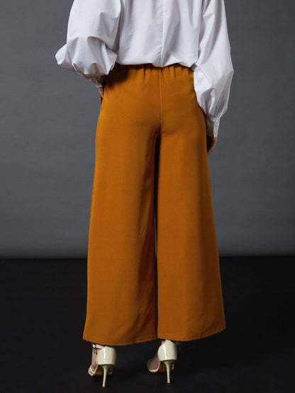 Mustard Front Darted Palazzo Pants