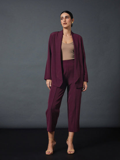 Maroon Front Darted Balloon Fit Pants