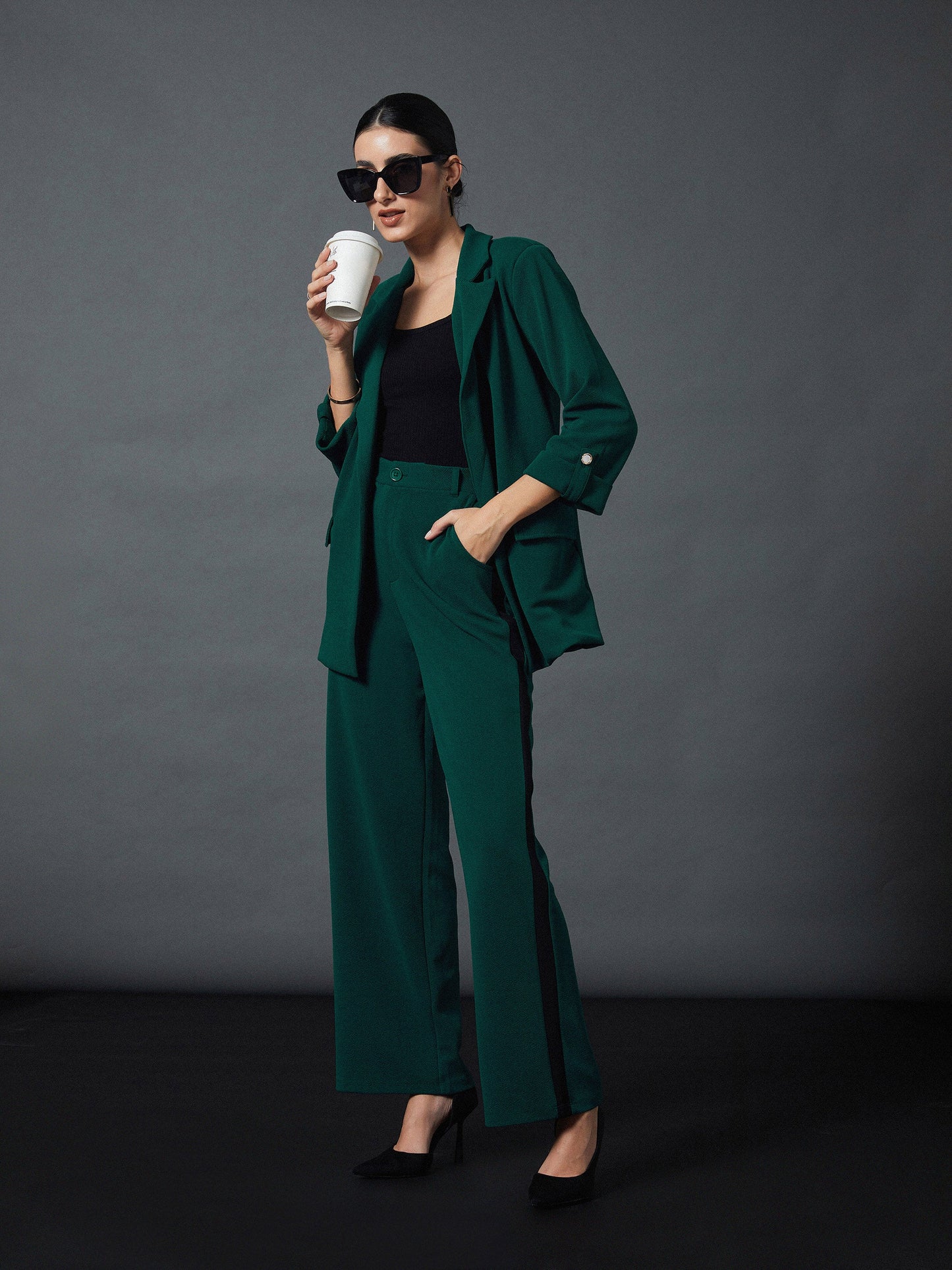 Emerald Side Tape Straight Pants