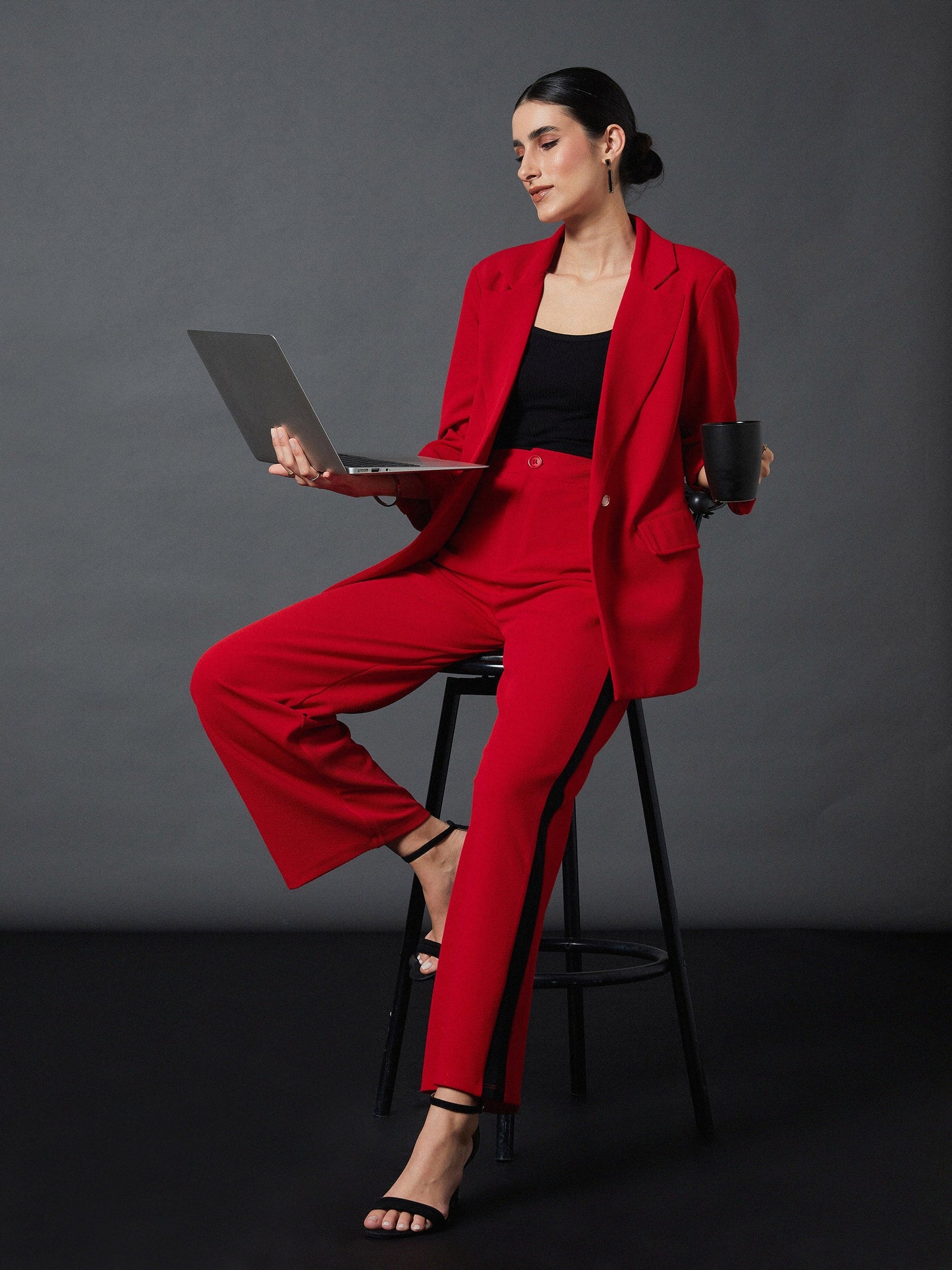 Red Side Tape Straight Pants