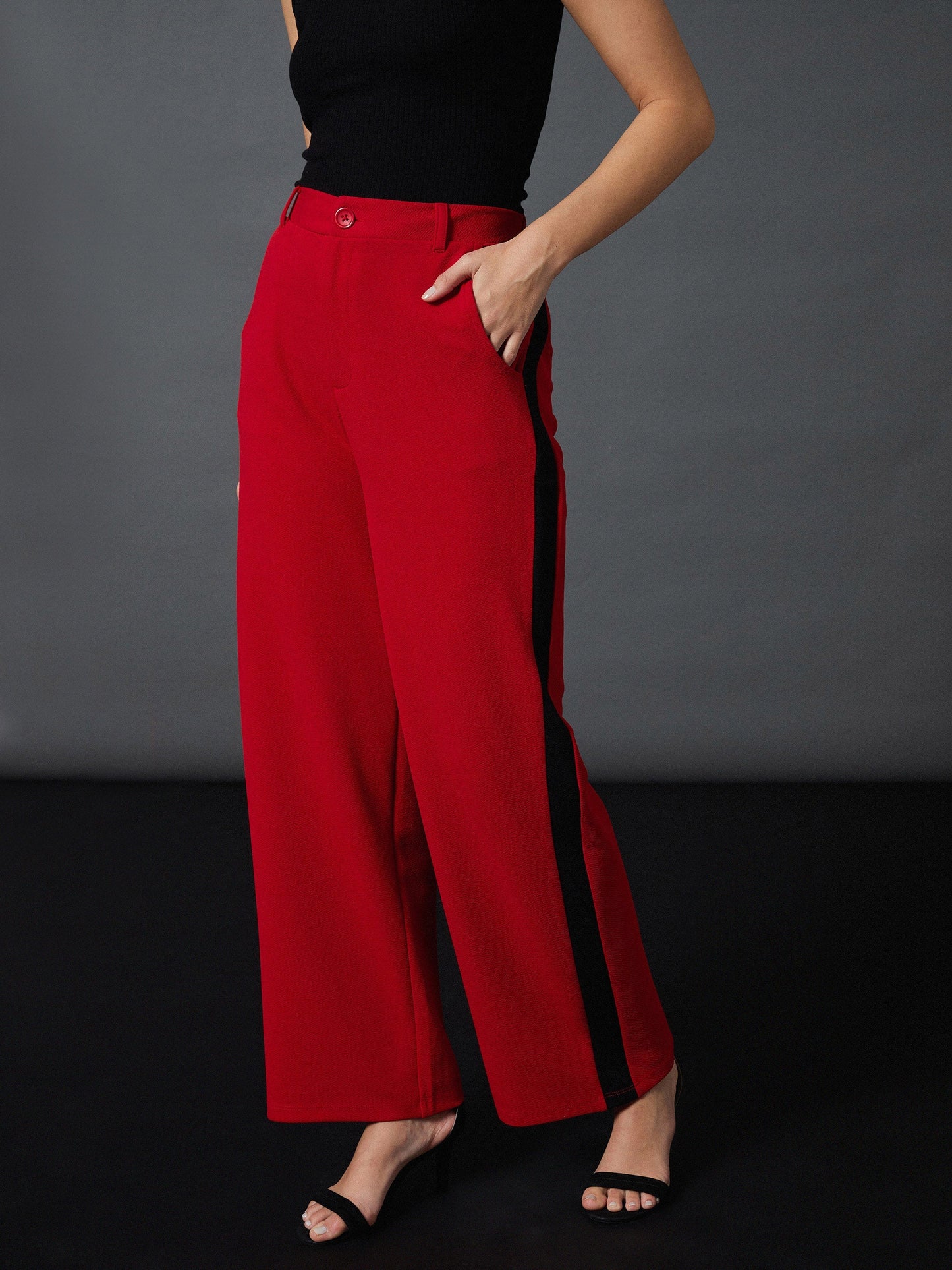 Red Side Tape Straight Pants