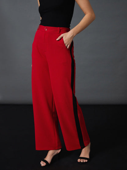 Red Side Tape Straight Pants