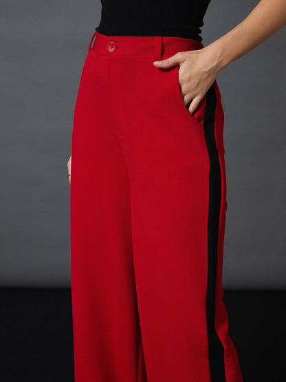 Red Side Tape Straight Pants