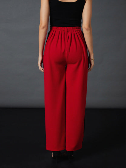 Red Side Tape Straight Pants