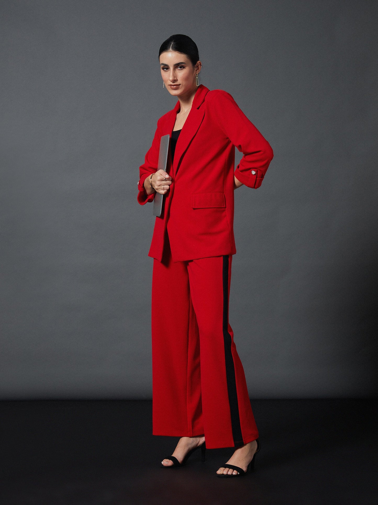 Red Side Tape Straight Pants