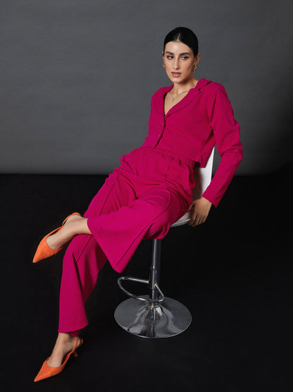 Pink Front Darted Palazzo Pants