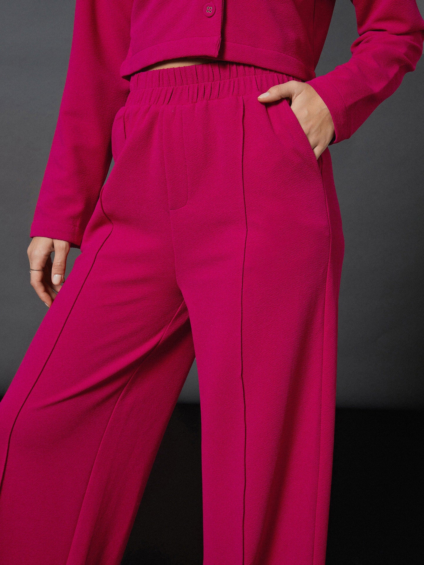 Pink Front Darted Palazzo Pants