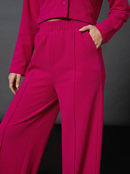 Pink Front Darted Palazzo Pants