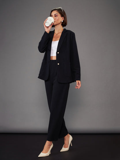 Black Front Pleated Tapered Pants