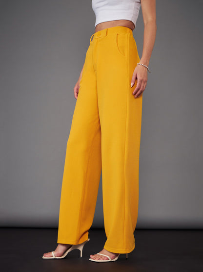 Women Mustard Straight Pants