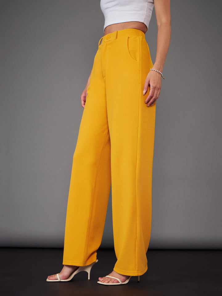 Women Mustard Straight Pants