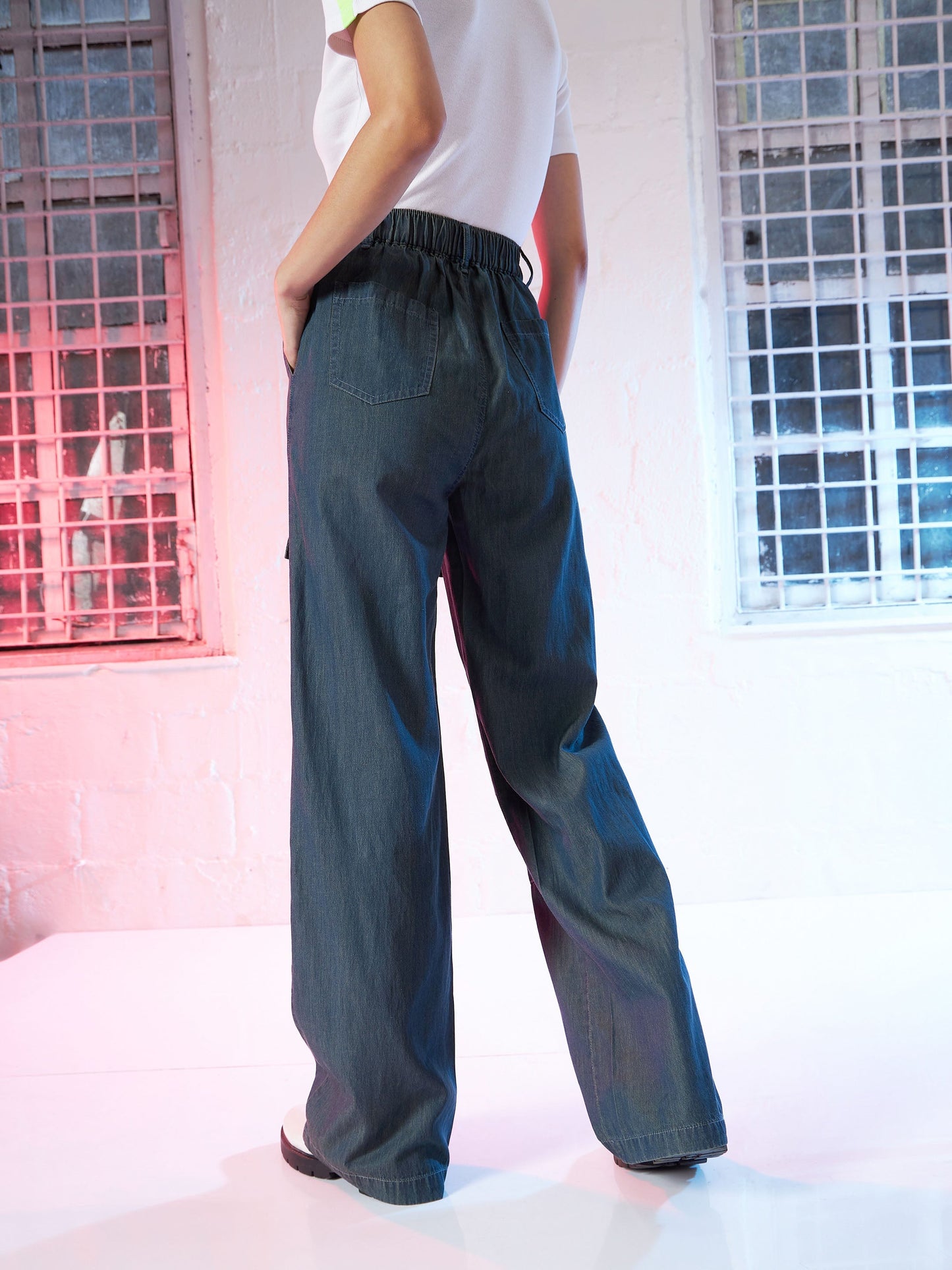 Navy Tencel Cargo Pants