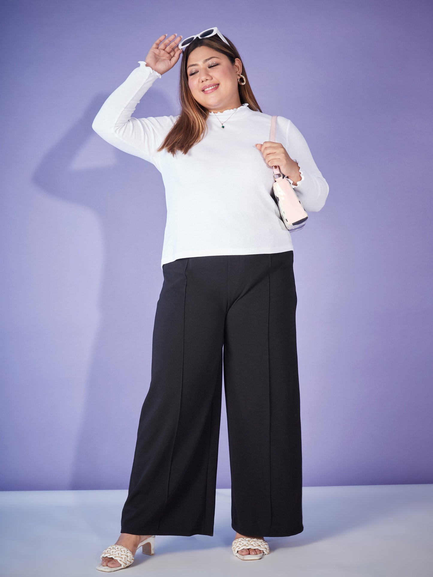 Black Elasticated Straight Pants