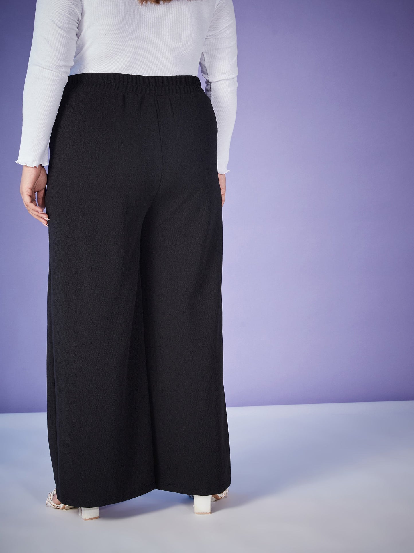 Black Elasticated Straight Pants