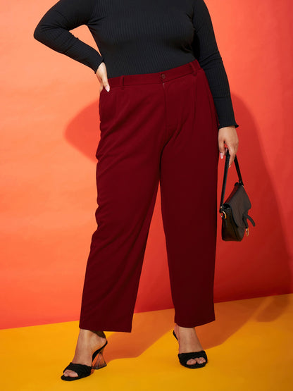Maroon Balloon Fit Pants