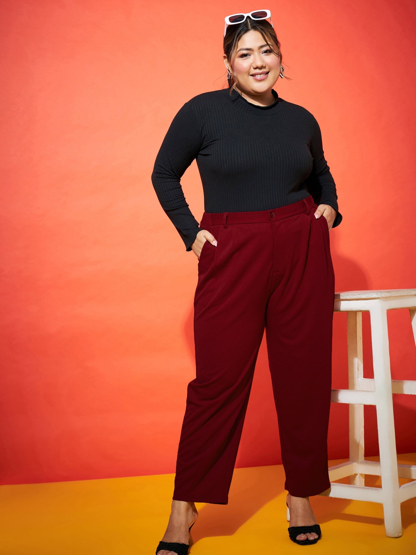 Maroon Balloon Fit Pants