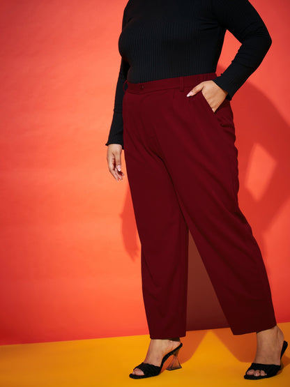 Maroon Balloon Fit Pants