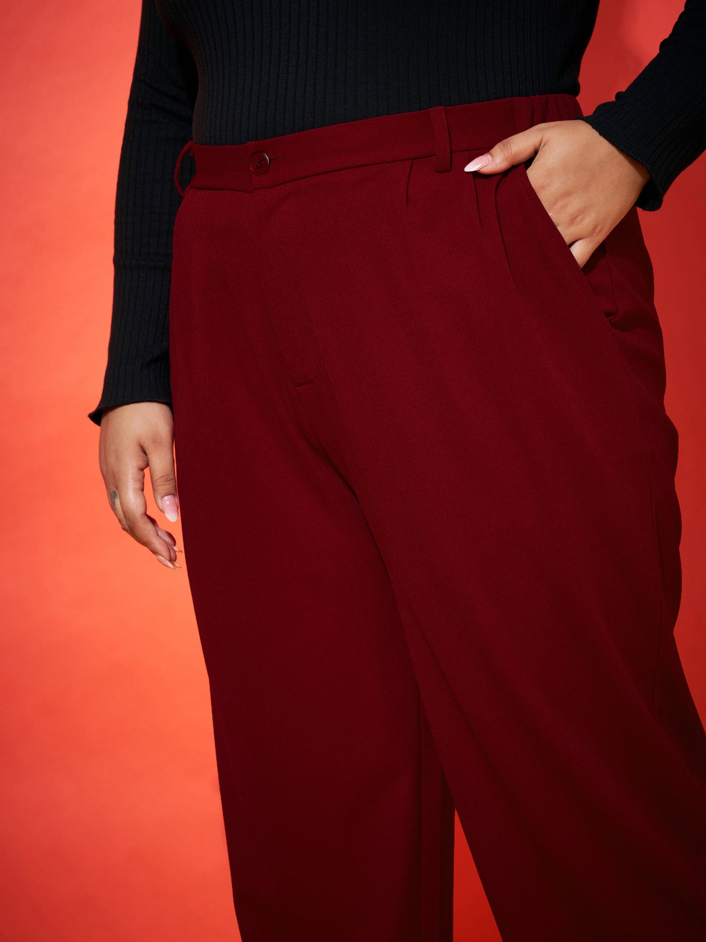 Maroon Balloon Fit Pants