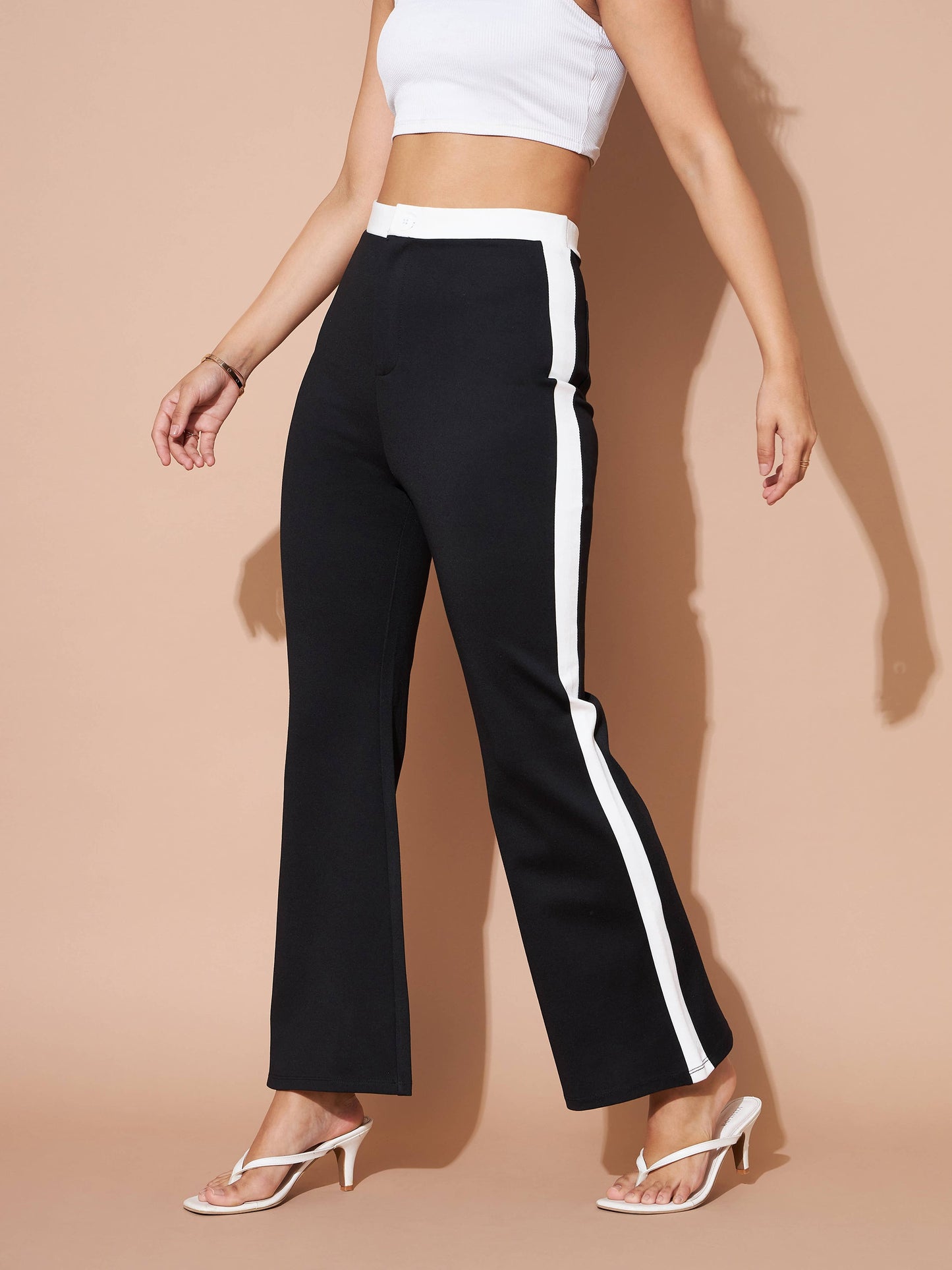 Black And White Colour Block Pants
