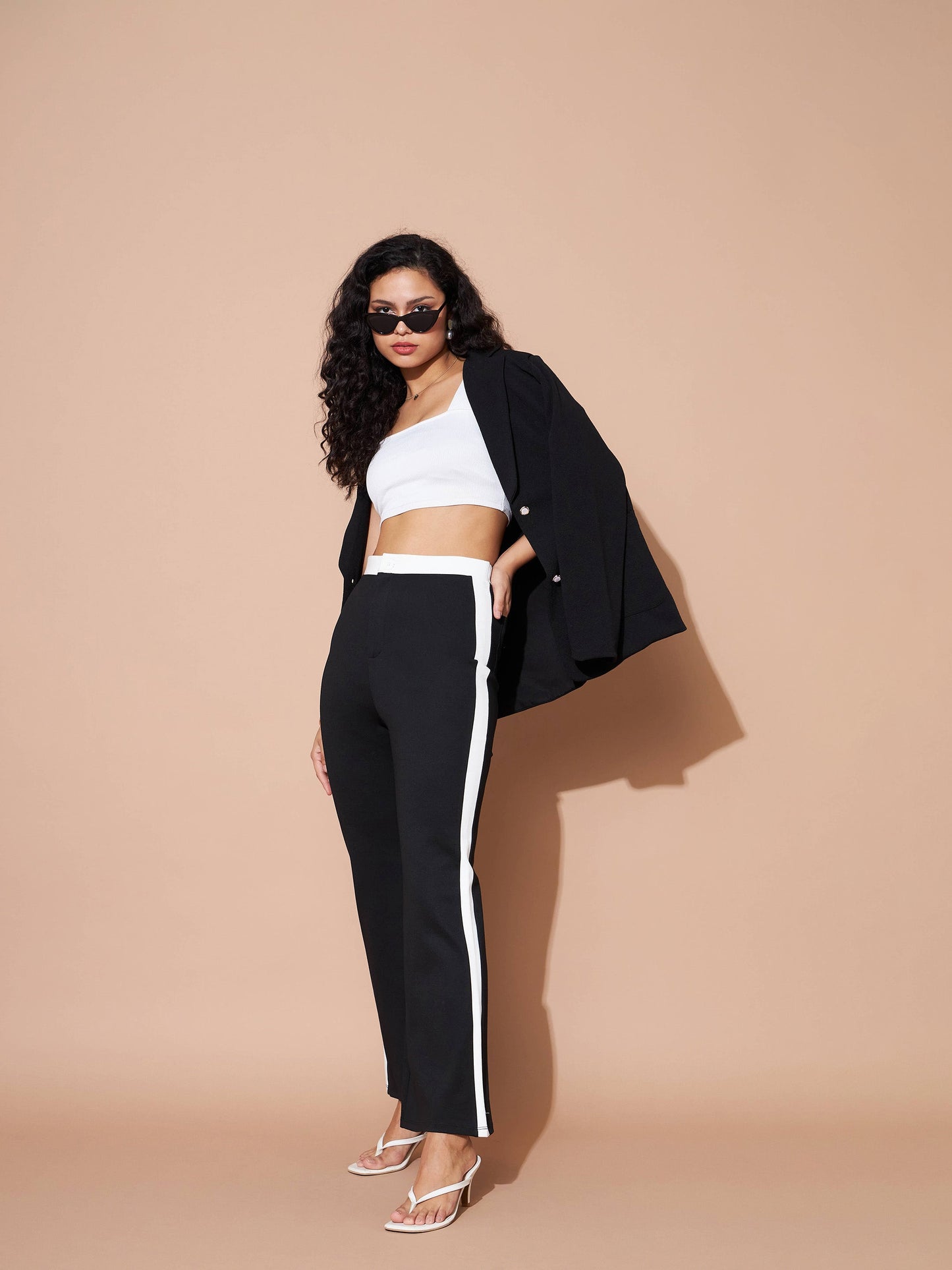 Black And White Colour Block Pants