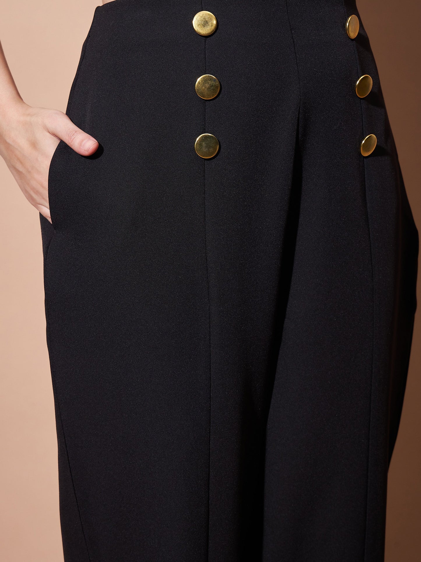 Black Front Darted Balloon Fit Pants