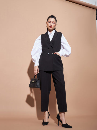 Black Front Darted Balloon Fit Pants
