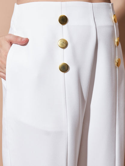 White Front Darted Balloon Fit Pants