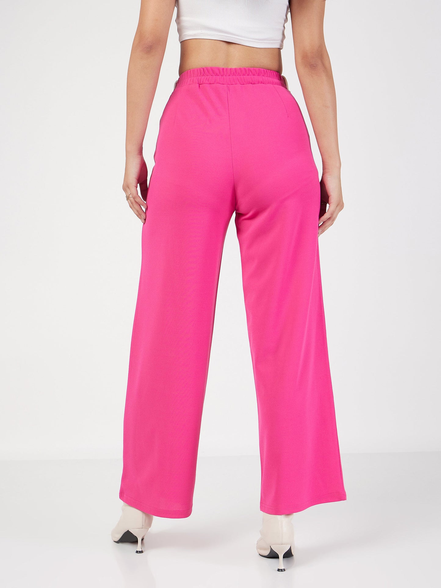 Pink Contrast Waistband Cargo Pants