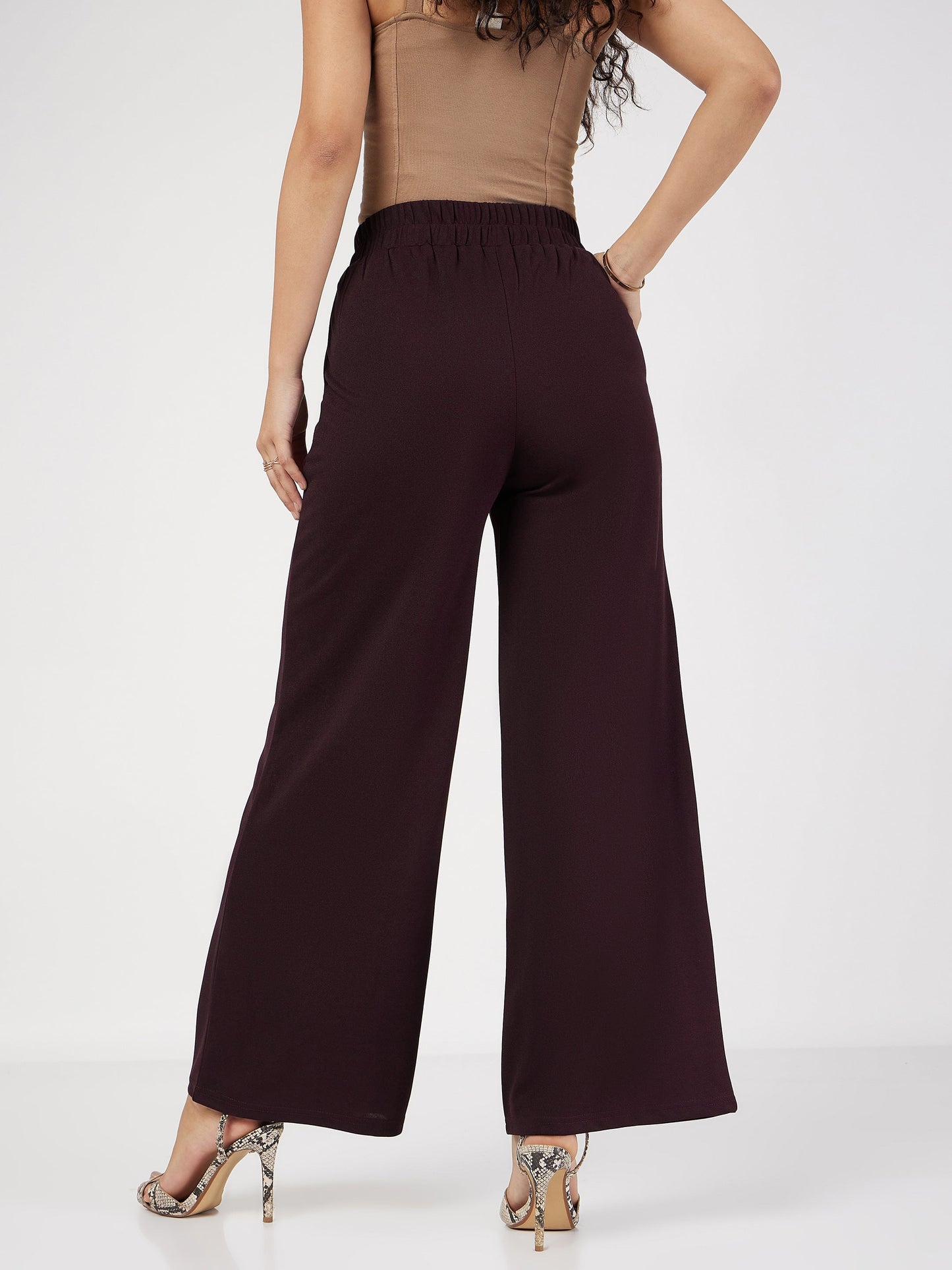 Burgundy Front Dart Palazzo Pants
