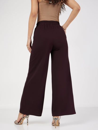 Burgundy Front Dart Palazzo Pants