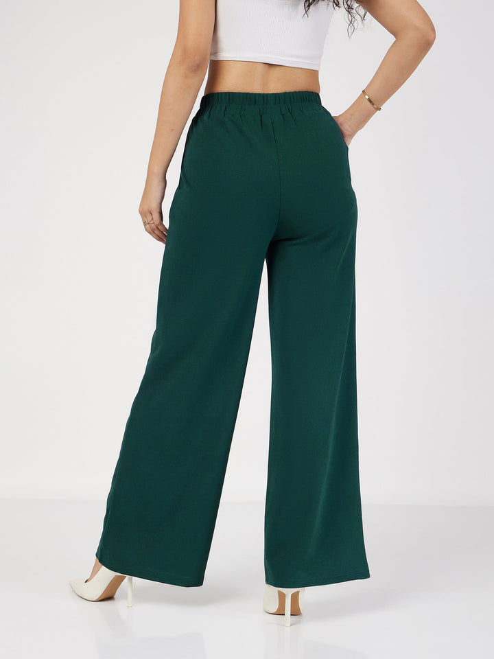 Women Emerald Front Dart Palazzo Pants