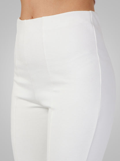 Women White Roma Front Slit Bell Bottom Pants