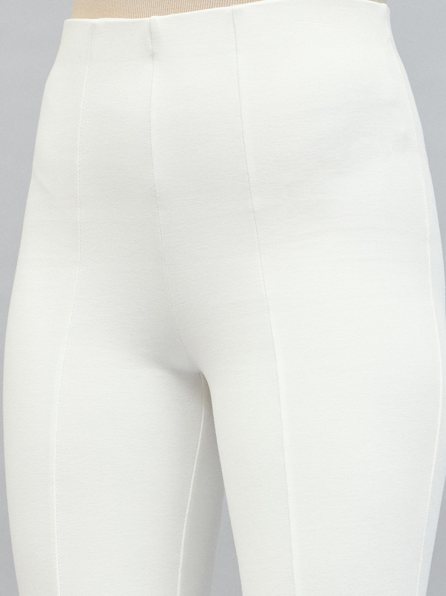 Women White Roma Front Slit Bell Bottom Pants