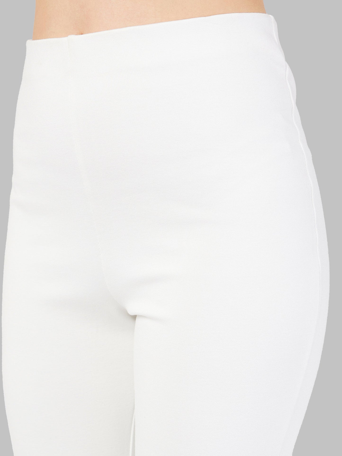 Women White Bell Bottom 4-Way Stretch Pants