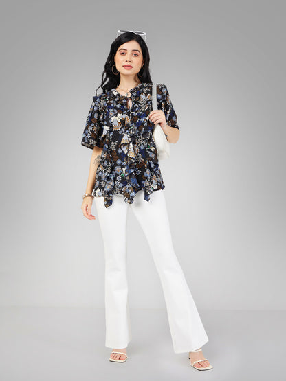 Women White Bell Bottom 4-Way Stretch Pants