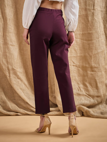 Women Burgundy Roma Tapered Pants