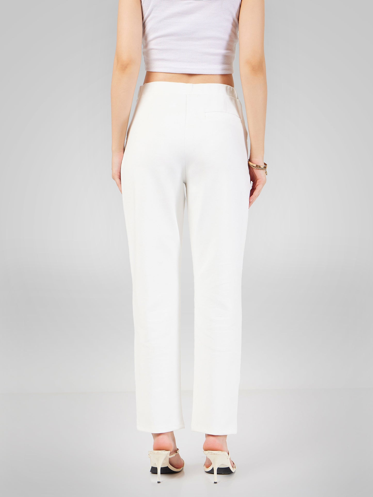 Women White Roma Tapered Pants
