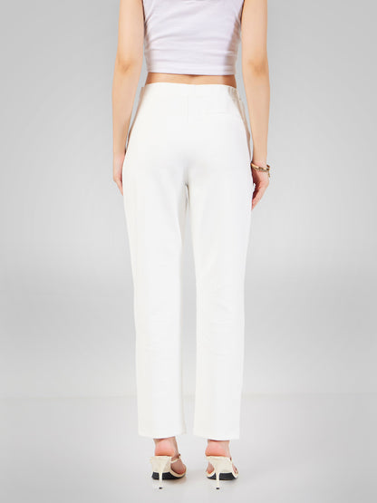 Women White Roma Tapered Pants
