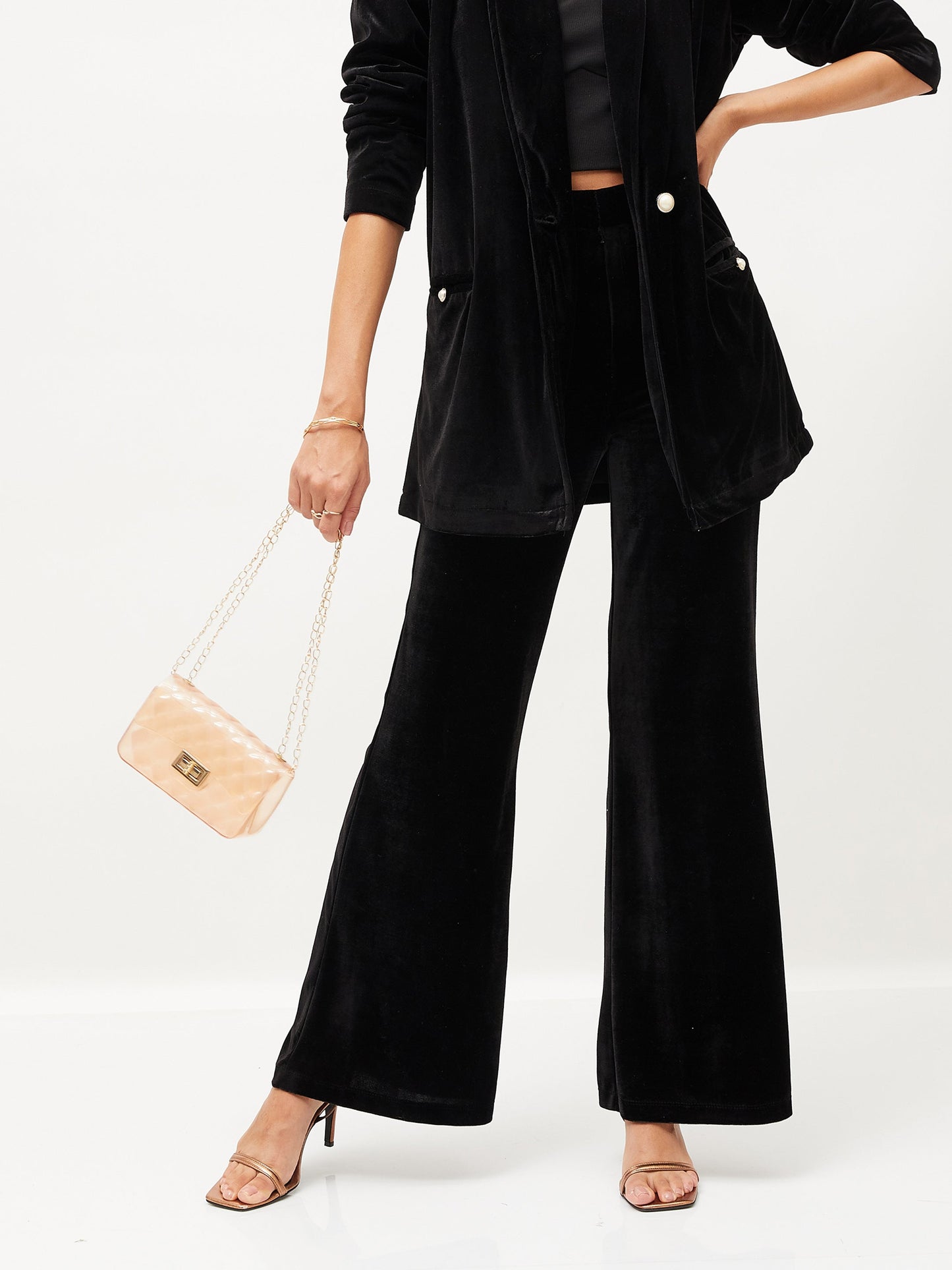 Black Velvet Bell Bottom Pants