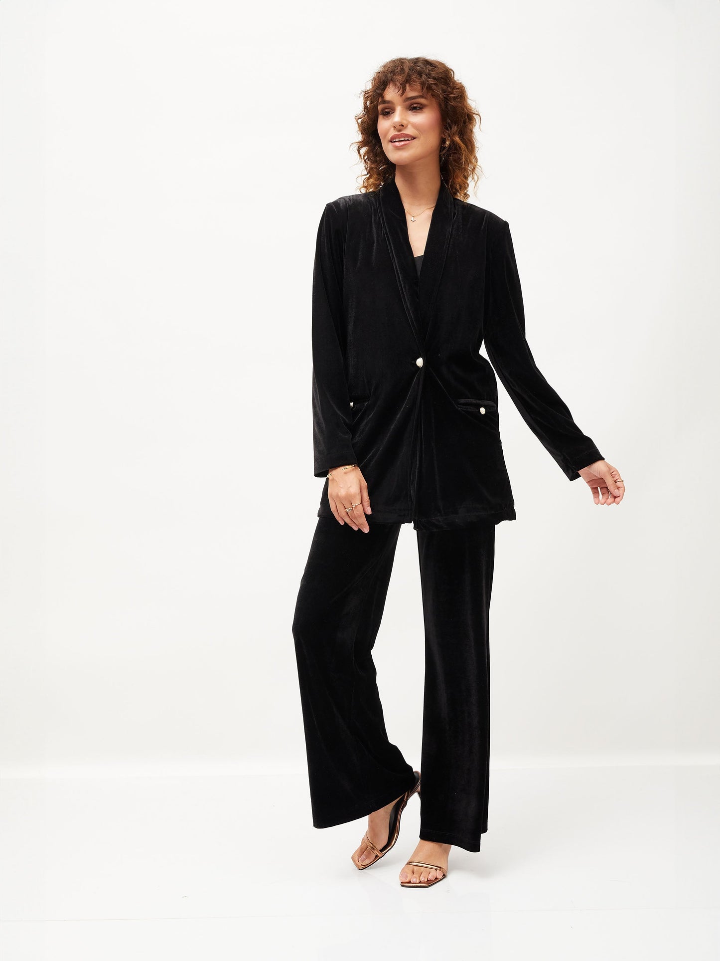 Black Velvet Bell Bottom Pants