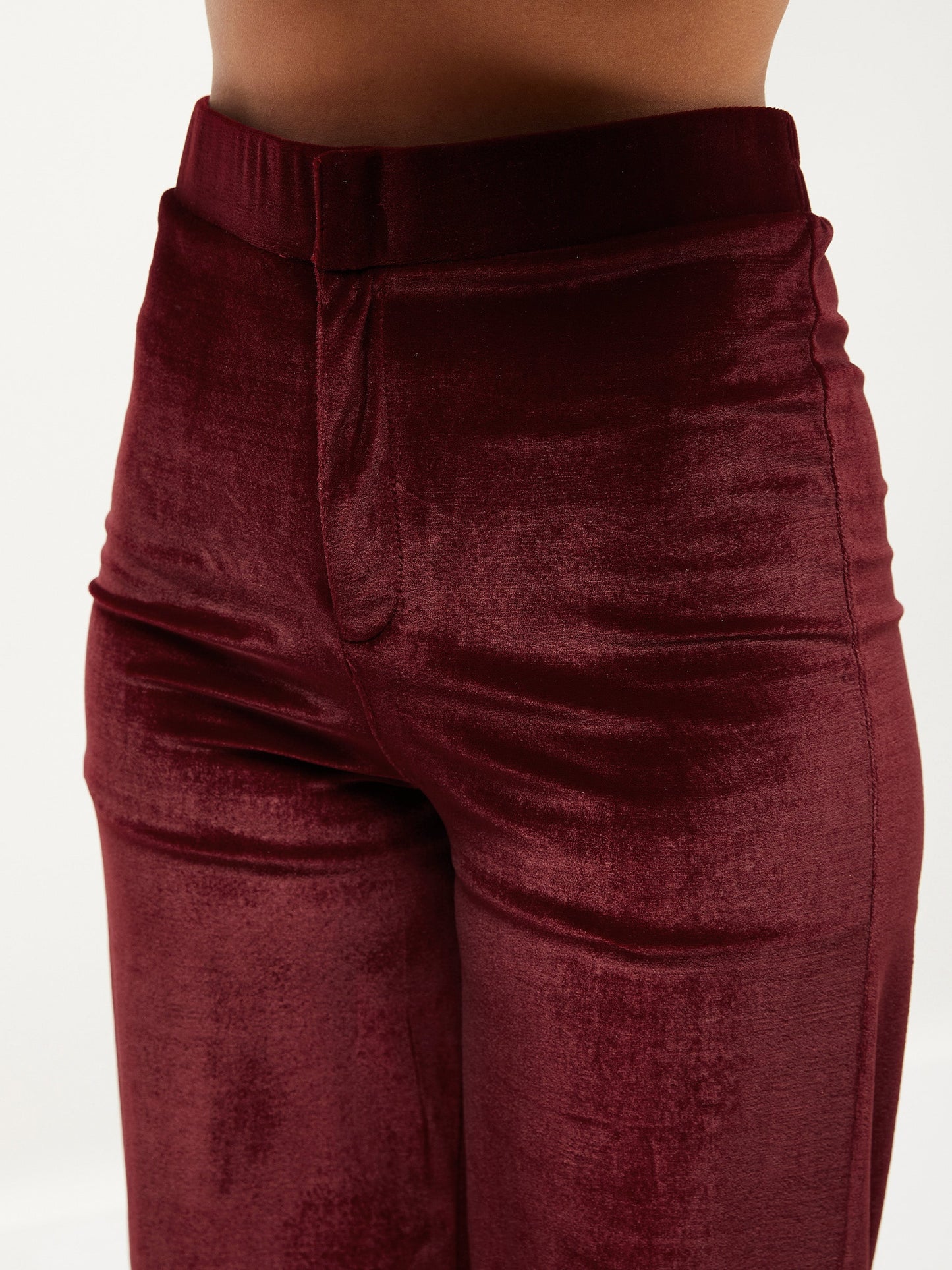 Maroon Velvet Bell Bottom Pants