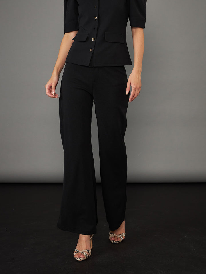 Women Black Knitted Bell Bottom Pants