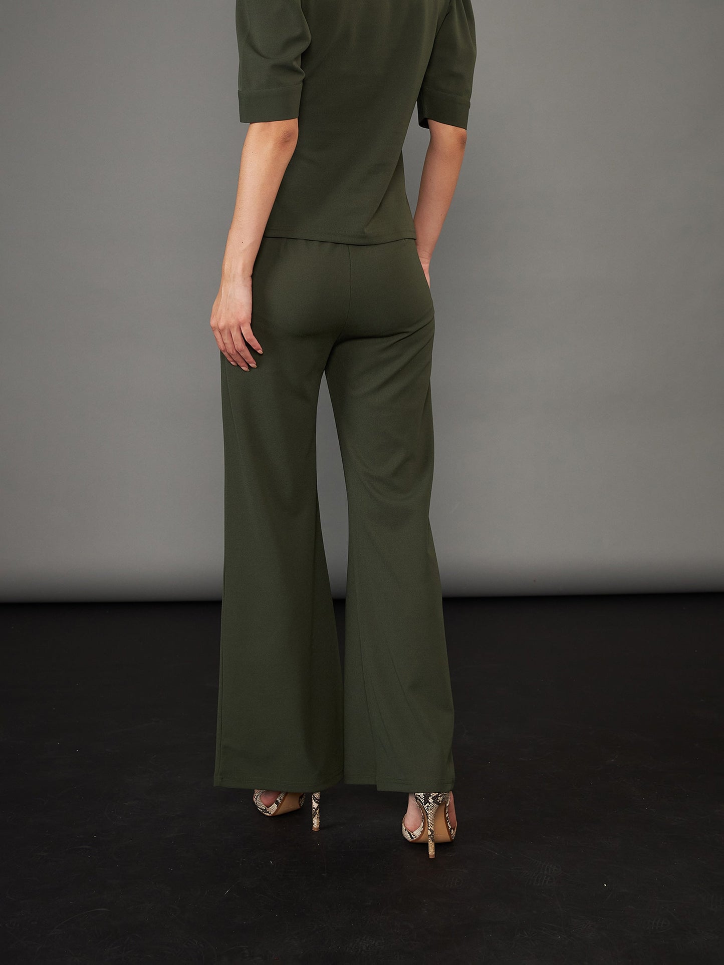 Olive Knitted Bell Bottom Pants