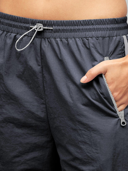 Dark Grey Side Tape Cargo Parachute Pants
