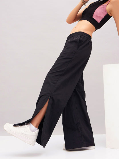 Black Out Seam Zipper Parachute Pants