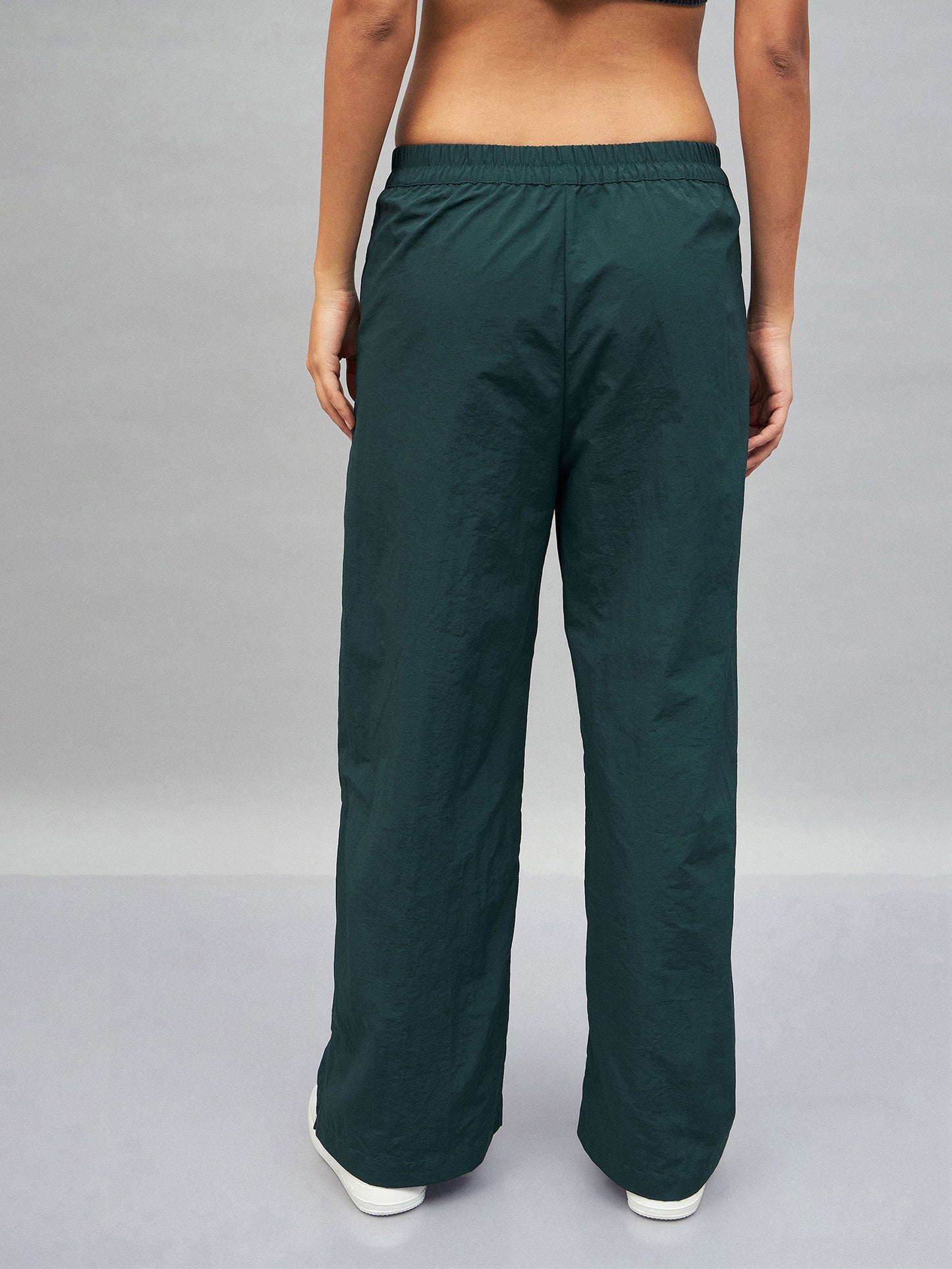 Green Out Seam Zipper Parachute Pants