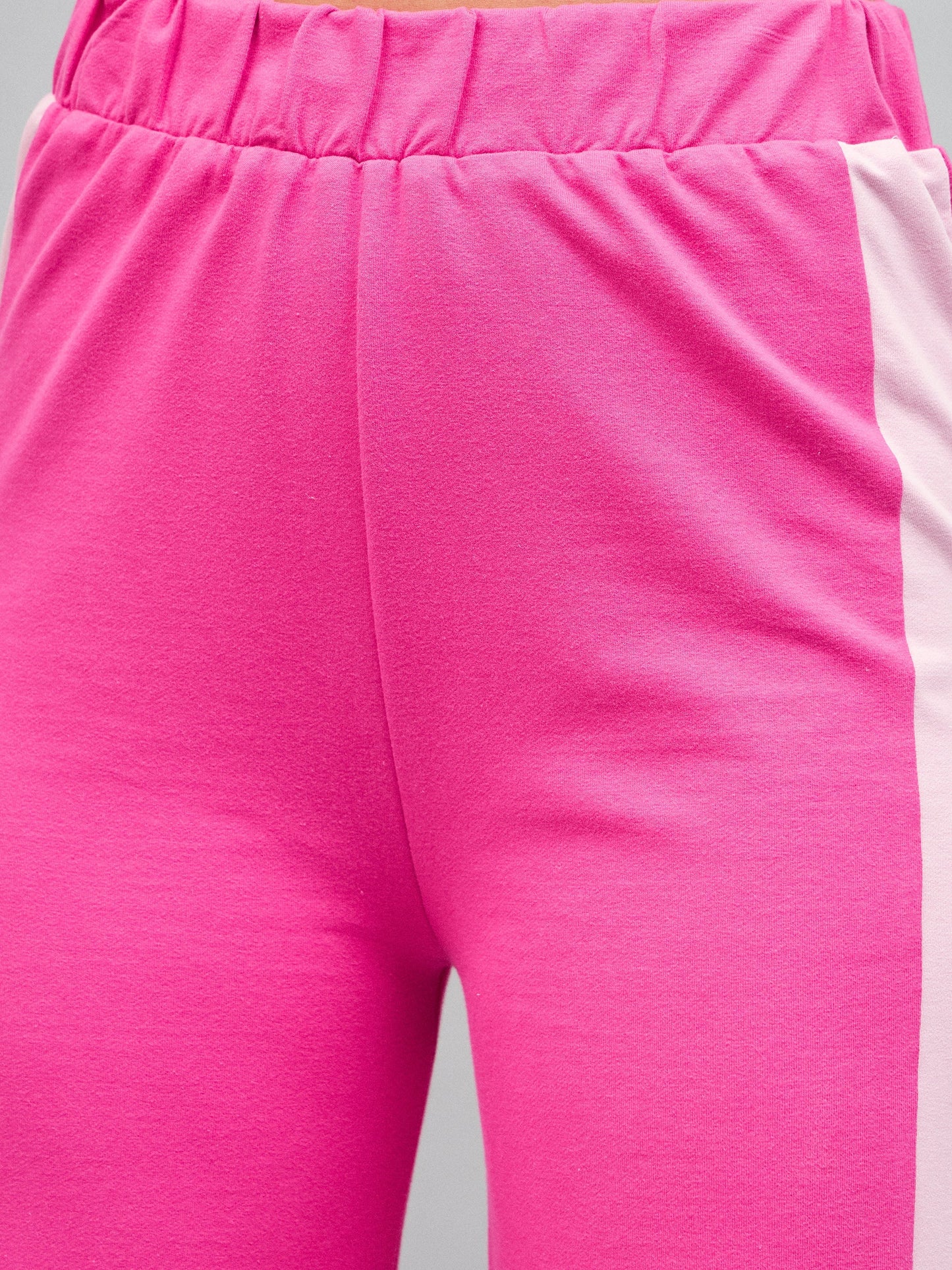 Pink Knitted Contrast Side Tape Track Pants