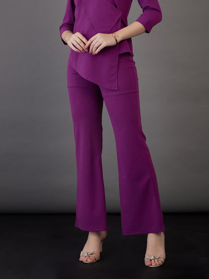 Purple Knitted Bell Bottom Pants